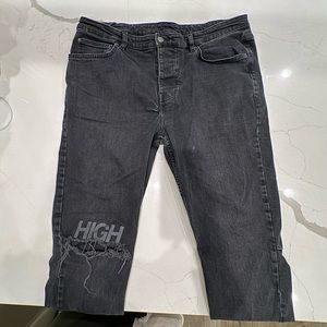 Ksubi Mens Ripped Jeans Washed Black Straight fit 38”